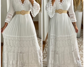 Boho-Hochzeitskleid, Maxi-Boho-Kleid, Sommer-Boho-Kleid, Vintage-Boho-Kleid, Boho-Kleid für Frauen, Kleidermuster, Hochzeits-Boho-Kleid.