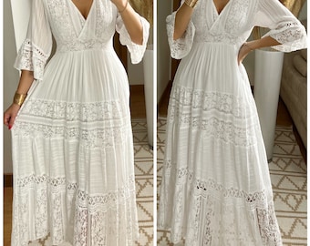 Abito da sposa Boho, abito maxi boho, abito boho estivo, abito boho vintage, abito boho da donna, modello di abito, abito boho da sposa.