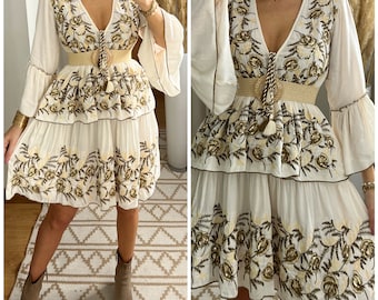 Mini robe boho, robe blanche, robe bohème, robe de mariée boho, robe en dentelle, robe boho, boho kleid, robe de mariée boho, robes boho femmes