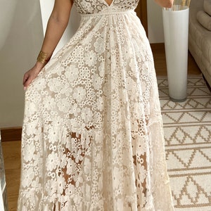 Boho-Hochzeitskleid, Maxi-Boho-Kleid, Sommer-Boho-Kleid, Vintage-Boho-Kleid, Boho-Kleid für Frauen, Kleidermuster, Hochzeits-Boho-Kleid. Bild 4