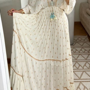 Maxi-Boho-Kleid, Kleid weiß, Bohemian-Kleid, Vintage-Boho-Kleid, Boho-Kleid für Frauen, Schnittmuster, Hochzeits-Boho-Kleid, Boho-Kleid. Bild 3