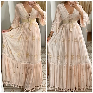 Boho-Kleid, Rüschenkleid, Boho-Kleid, Boho-Kleid für Frau, Boho-Maxikleid, Bohemian-Kleid, Maxikleid, Boho-Kleid für Mädchen, Kleidermuster.