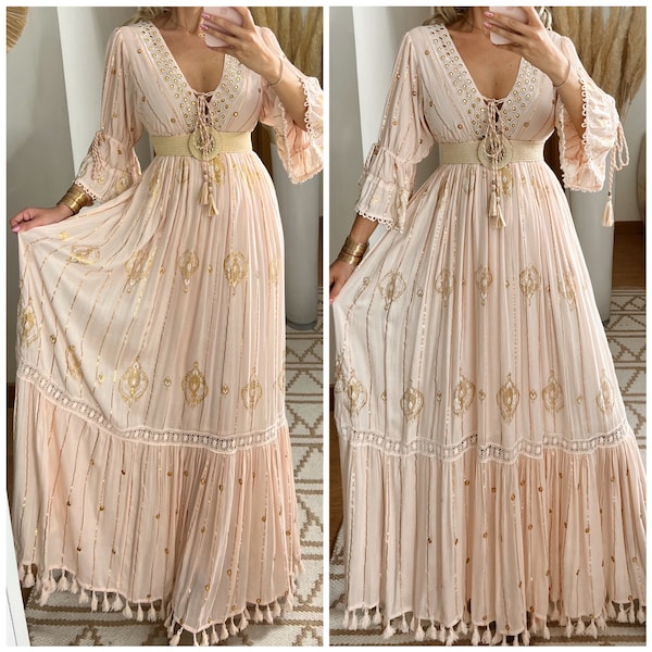 Robe Boho, robe à volants, boho kleid, robe boho pour femme, robe maxi boho, robe bohème, robe maxi, robe boho pour fille, patron de robe.