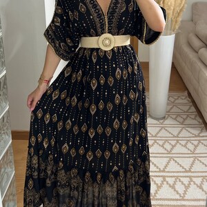 Robe bohème, robe de mariée bohème, robes maxi, robe bohème pour mariage, robe noire, robe hippie, robe bohème pour femme, robe bohème pour fille. image 6