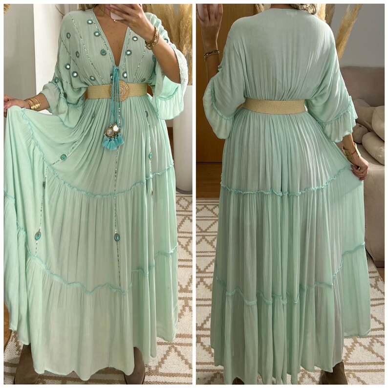 Robe Boho, robe à volants, boho kleid, robe boho pour femme, robe maxi boho, robe bohème, robe maxi, robe boho pour fille, patron de robe. image 3