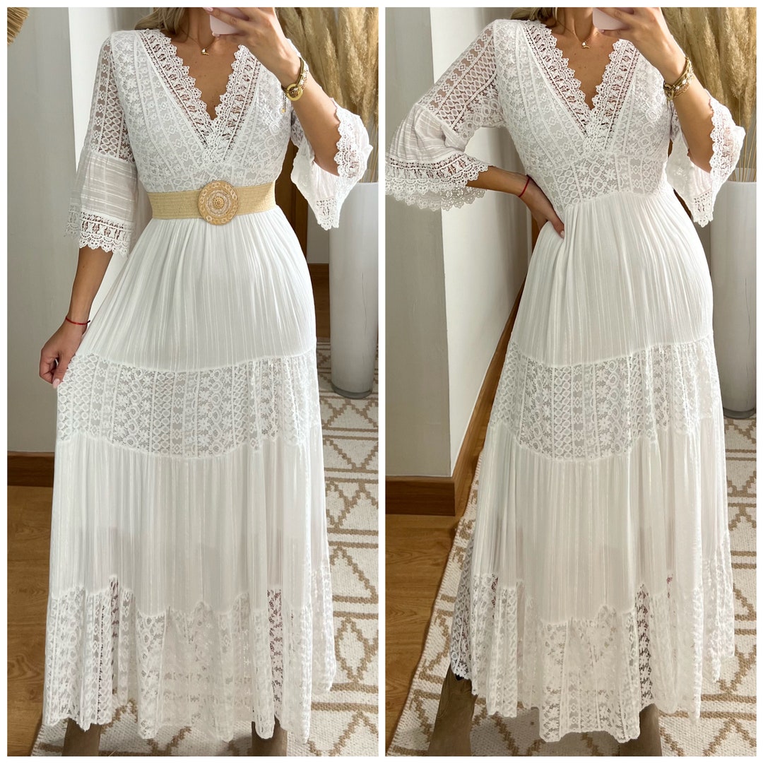 Boho Wedding Dress, Maxi Boho Dress, Summer Boho Dress, Vintage Boho ...