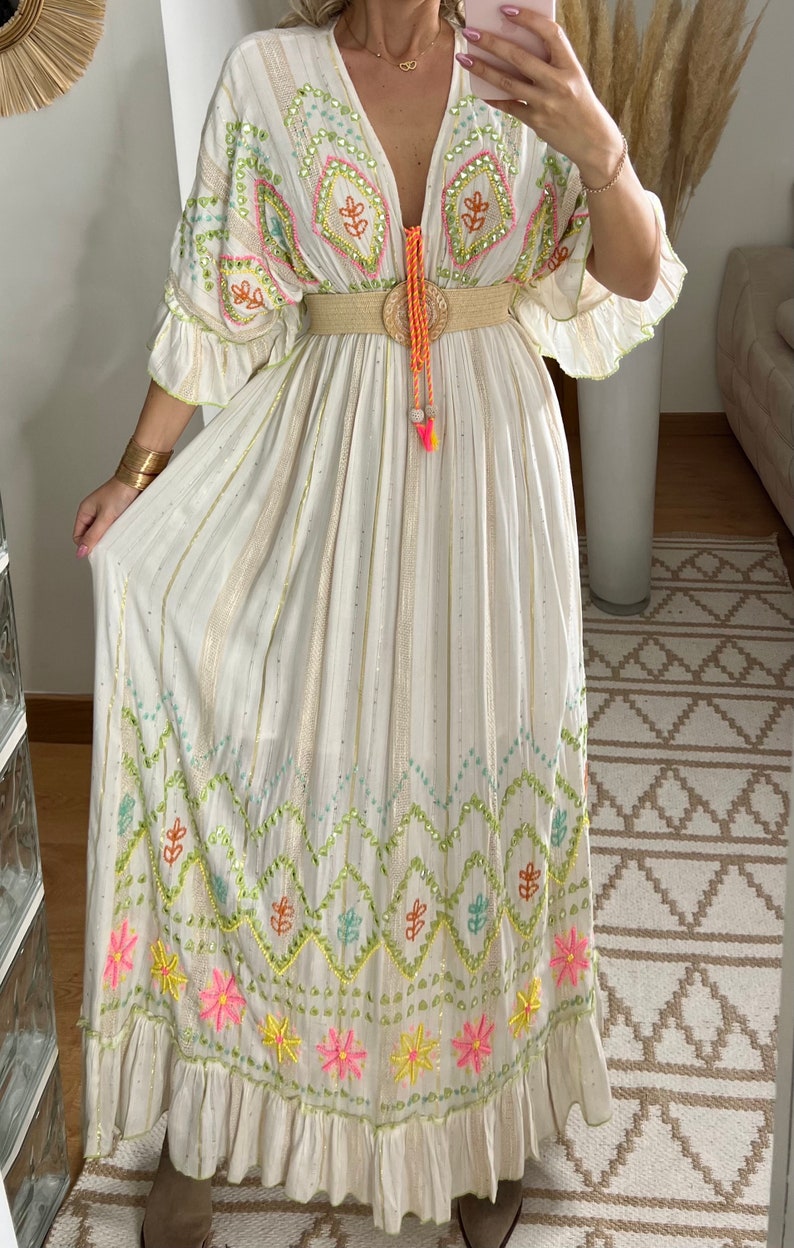 Robe de mariée Boho, robe boho, robe maxi, robe maxi boho, robe bohème, boho kleid, robe maxi blanche, robe boho pour fille, robe boho. image 4