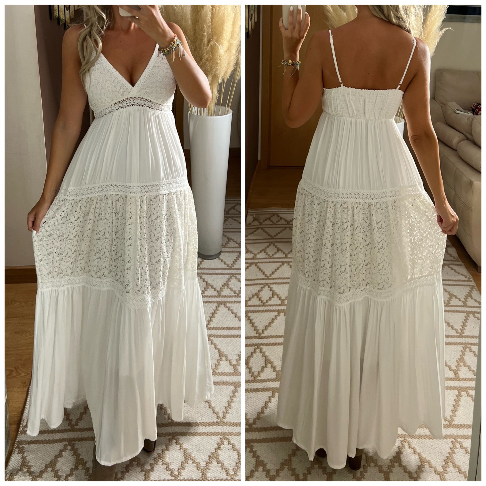 Maxi Boho Dress Boho White Dress Boho Wedding Dress Dress Etsy