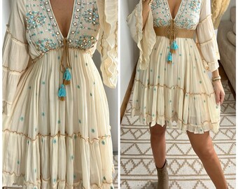 Mini robe boho, robe blanche, robe bohème, robe de mariée boho, robe en dentelle, robe boho, boho kleid, robe de mariée boho, robes boho femmes