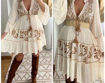 Mini robe boho, robe blanche, robe bohème, robe de mariée boho, robe en dentelle, robe boho, boho kleid, robe de mariée boho, robes boho femmes