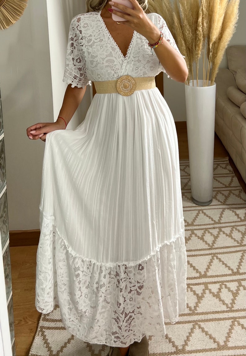 Robe de mariée Boho, robe maxi boho, robe boho dété, robe boho vintage, robe boho pour femme, patron de robe, robe boho de mariage. image 9