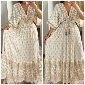 Maxi-Boho-Kleid, Kleid weiß, Bohemian-Kleid, Vintage-Boho-Kleid, Boho-Kleid für Frauen, Schnittmuster, Hochzeits-Boho-Kleid, Boho-Kleid. Bild 1