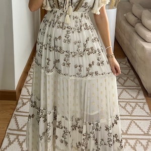 Maxikleid Herbst, Boho-Kleid, Kleid weiß, Bohemian-Kleid, Vintage-Boho-Kleid, Boho-Kleid für Frauen, Schnittmuster, Hochzeits-Boho-Kleid. Bild 6