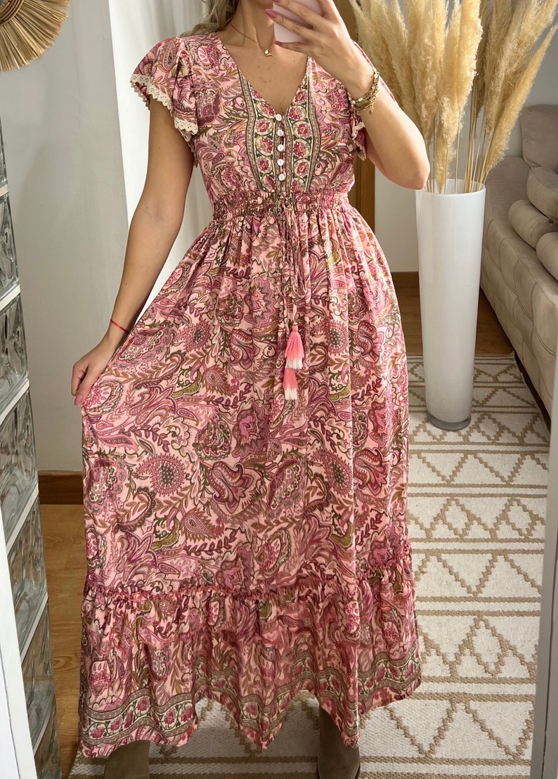 Seidenkleid, Maxikleid, Maxi-Boho-Kleid, Sommerkleid, Schnittmuster, Kleid Boho, Hippie-Kleid, Seiden-Maxikleid, Bohemian-Kleid, Boho-Kleid. Bild 6