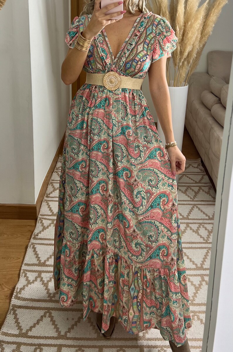 Robe maxi pour femme, robe boho, robe maxi boho, patron de robe, robe boho, robe en soie, robe d'été, robe maxi pour femme, robe hippie image 9