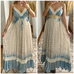 Maxi-Boho-Kleid, weißes Boho-Kleid, Boho-Hochzeitskleid, Boho-Kleid, Boho-Kleid für Frauen, Boho-Kleid, Boho-Kleid, Boho-Kleid, Maxikleid. Bild 6