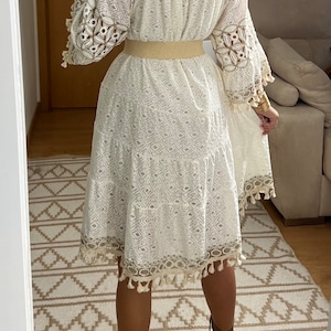 Mini robe boho, robe blanche, robe bohème, robe de mariée boho, robe en dentelle, robe boho, boho kleid, robe de mariée boho, robes boho femmes image 9