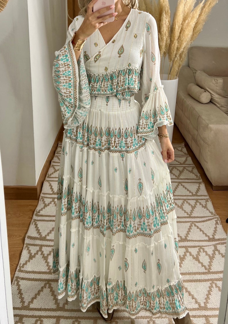 Robe Boho femme, ensemble deux pièces, ensemble boho, jupe boho, top boho boho kleid, boho deux pièces, robe de mariée boho, boho deux pièces, robe boho. image 7