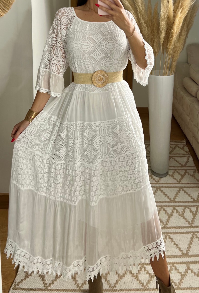 Robe de mariée Boho, robe maxi boho, robe boho dété, robe boho vintage, robe boho pour femme, patron de robe, robe boho de mariage. image 9