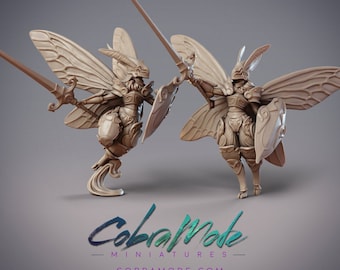 Mothfolk Knight | Neria, Noctuoidea Decertator (2 versions) | CobraMode | UNPAINTED Miniature in Resin