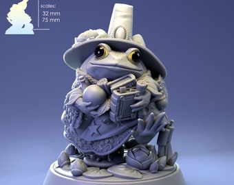 Frog Wizardess Ribbitta Tomatina | Pepunki Creatures | UNPAINTED Miniature in Resin