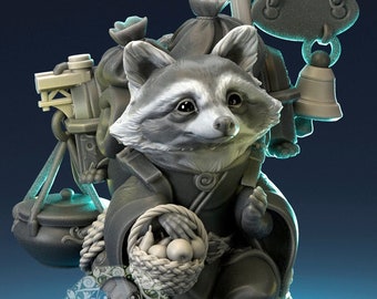 Raccoon Merchant | Pepunki Creatures | UNPAINTED Miniature in Resin