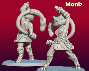 Adventure Cat - Monk | UNPAINTED Miniature in Resin
