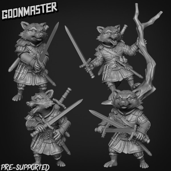 Roguish Raccoon (8 poses, 1 rude) | Goon Master | RPG Miniature in Resin
