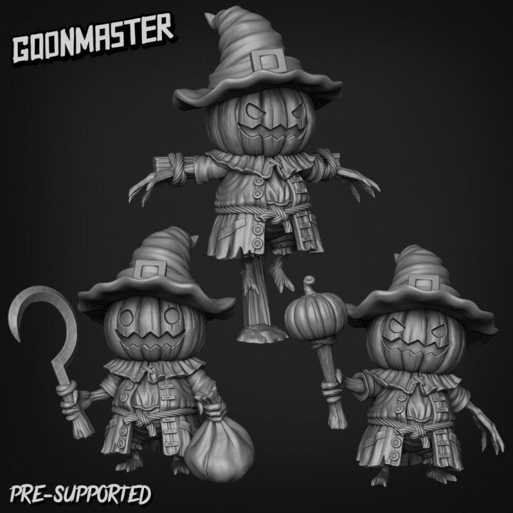 Lumpkin Scarecrow Pumpkin (3 poses) | Goon Master | UNPAINTED Miniature in Resin