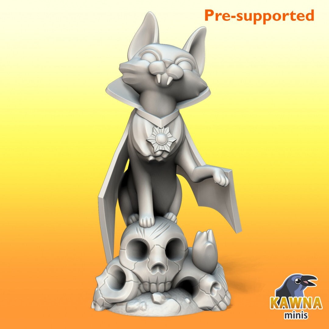Vampire Cat | Adventure Cat | Kawna | UNPAINTED Miniature in Resin