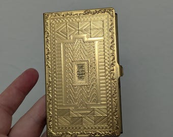 Antique Brass engraved JCA business card holder