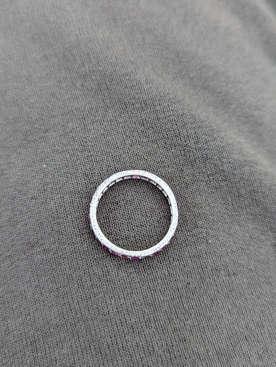 Edwardian hand cut ruby eternity ring - image 14