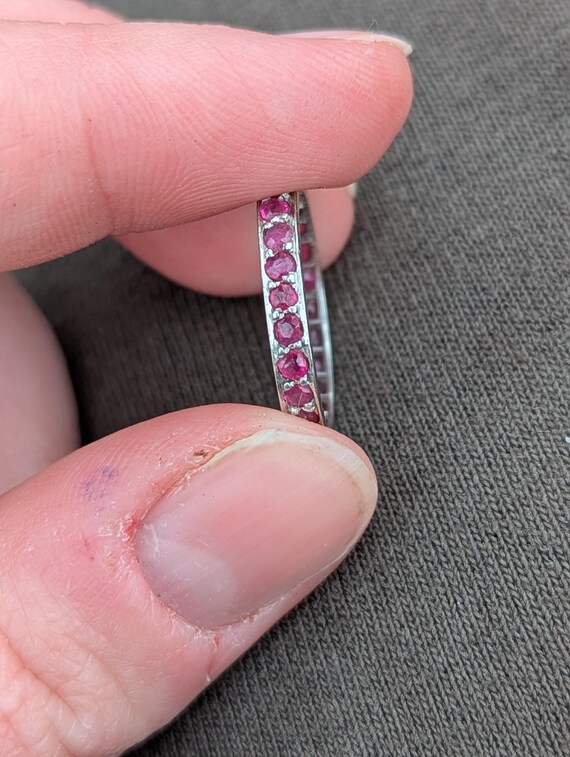Edwardian hand cut ruby eternity ring - image 12