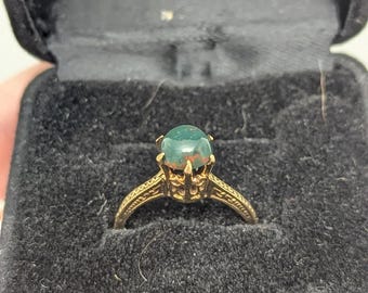 Edwardiansk blodsten cabochon katedral solitaire ring