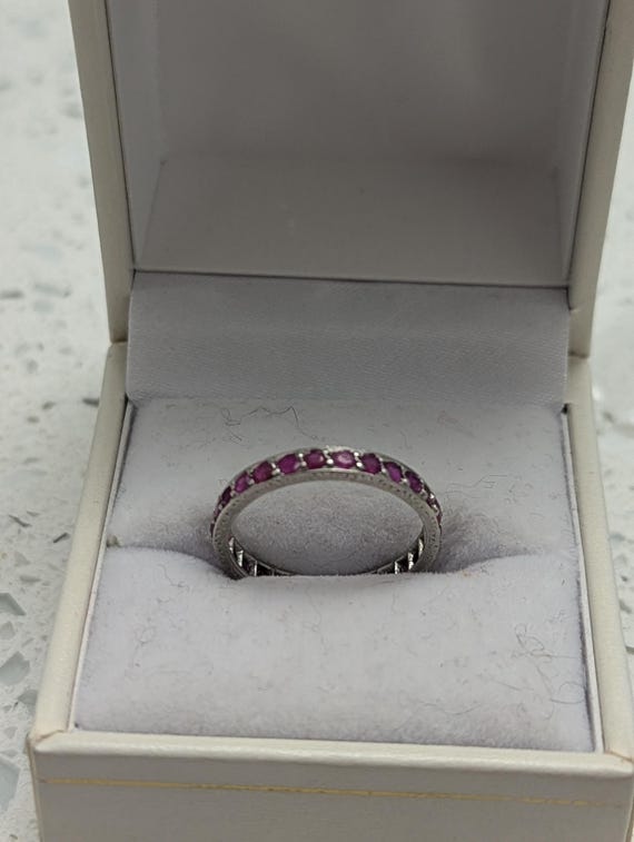 Edwardian hand cut ruby eternity ring - image 8