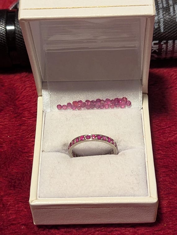 Edwardian hand cut ruby eternity ring - image 7