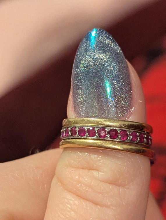 Edwardian hand cut ruby eternity ring - image 16