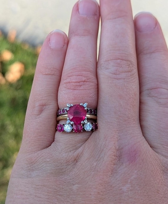 Vintage solitaire large ruby ring - image 12