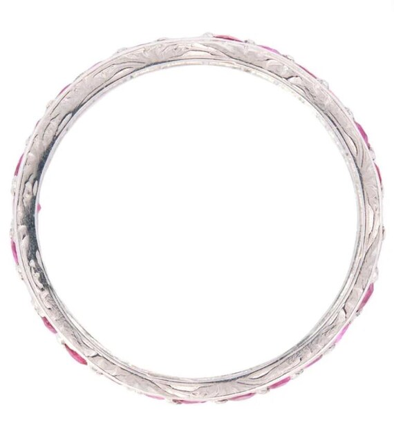 Edwardian hand cut ruby eternity ring - image 4
