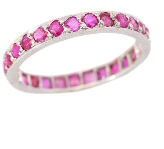 Edwardian hand cut ruby eternity ring - image 1
