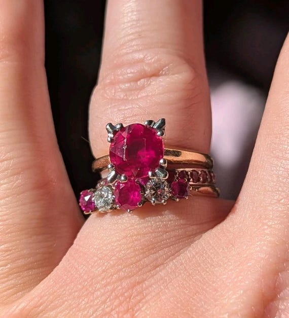 Vintage solitaire large ruby ring - image 13