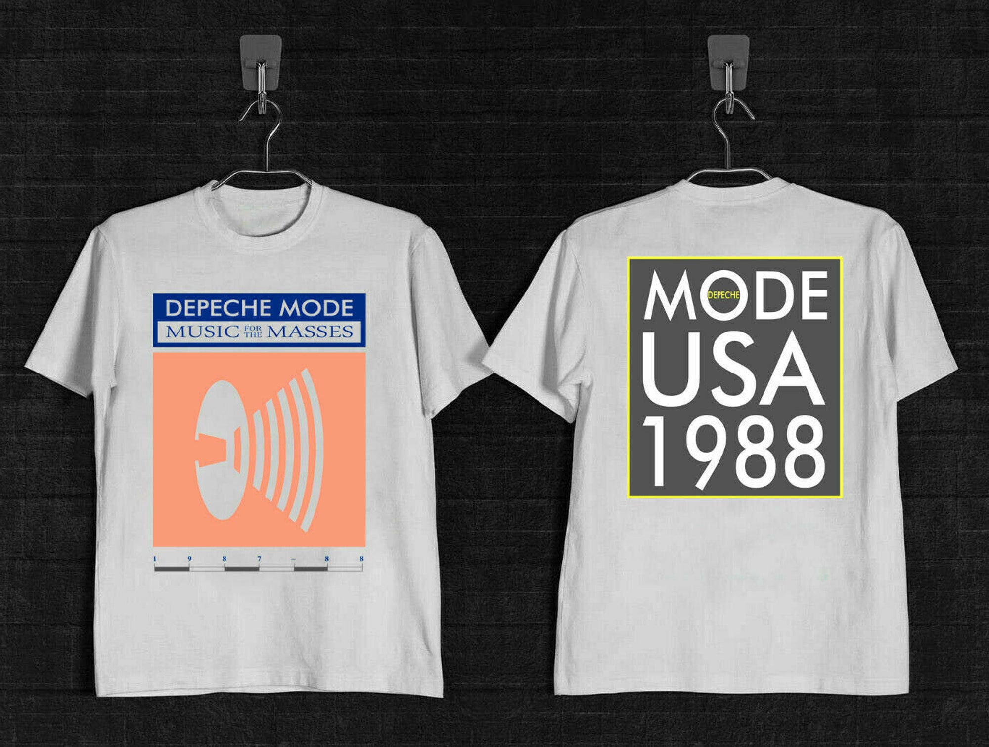 Discover Depeche Mode 1988 Música para las masas Tour 2 lados camiseta