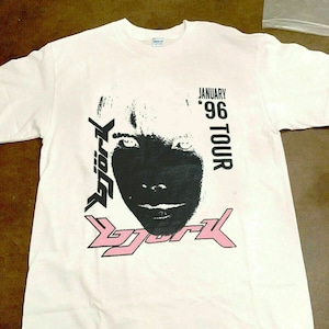 Bjork 1996 Japanese Tour Promo T-shirt blanc 2 faces en coton épais