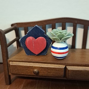 Striped Pot with Succulent - 1:12 Scale Dollhouse Miniature