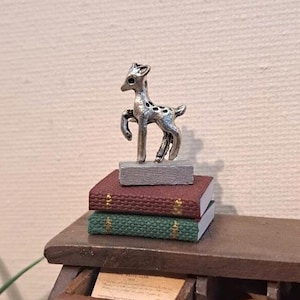 Silver Fawn Figurine - 1:12 Scale Dollhouse Miniature