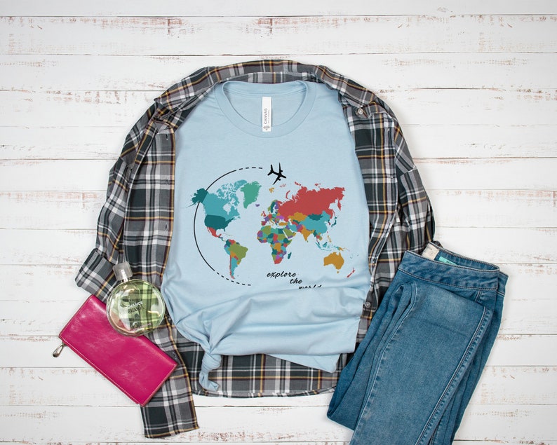 World Map Shirt Adventure Shirt Geography Shirt Wanderlust Etsy