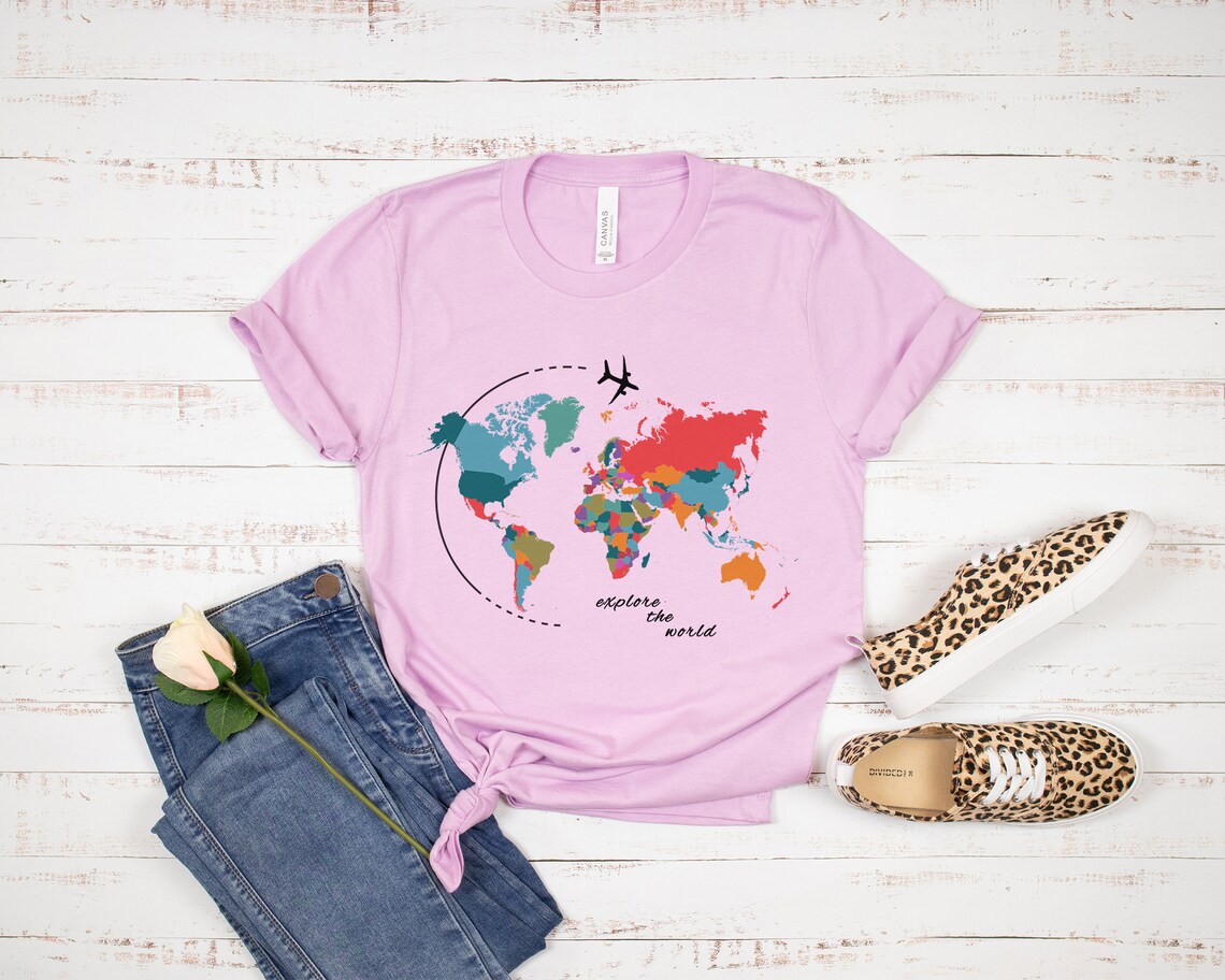World Map Shirt Adventure Shirt Geography Shirt Wanderlust Etsy