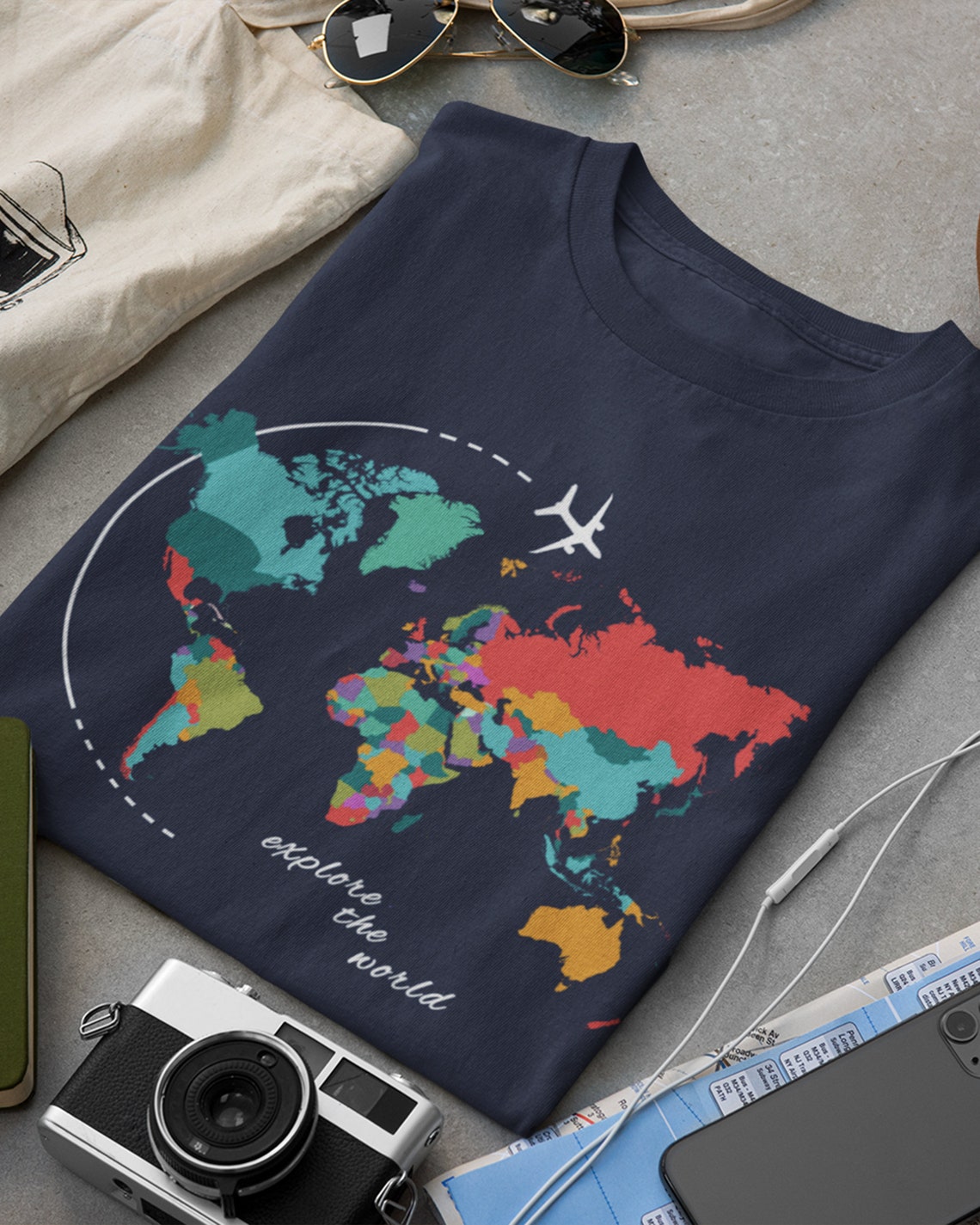 World Map Shirt Adventure Shirt Geography Shirt Wanderlust Etsy