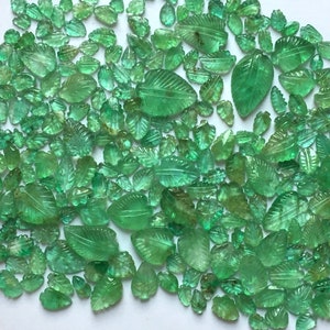 Natural emerald leaf Carving Hand Carved emerald Loose Gemstone emerald Carving  stone , emerald Carving gemstone