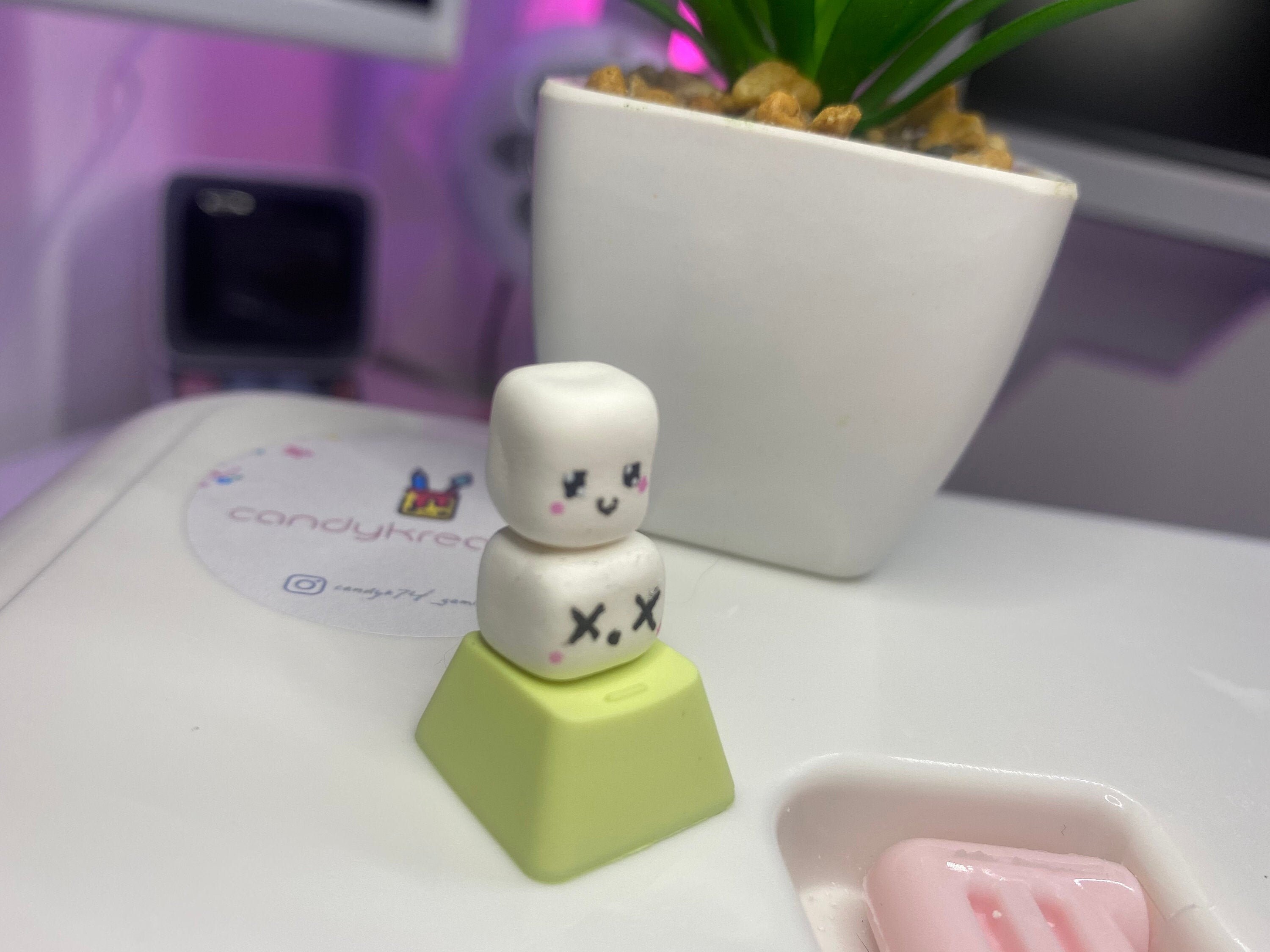 Handmade double marshmallow keycap / cute / gift for a Etsy